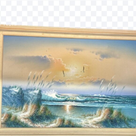 Authentic Beautiful Full Color Adam's Beach Front Canvas Painting - Picture 1 of 8